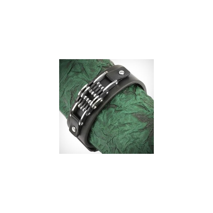 Bracelet homme cuir noir boucle