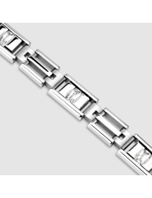 Bracelet acier inoxydable pierres zircon