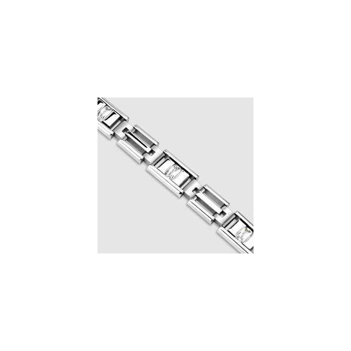 Bracelet acier inoxydable pierres zircon