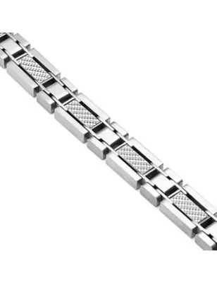 Bracelet homme acier fibre de carbone blanche