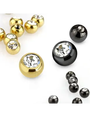 Boule de piercing en titane avec strass