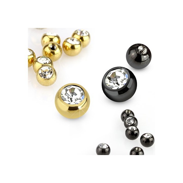 Boule de piercing en titane avec strass