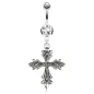 Piercing nombril pendentif croix gothique