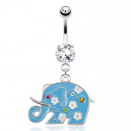 Piercing nombril éléphant bleu