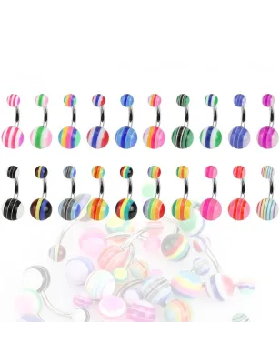 Lot de 20 Piercing Nombril Striés 5 Bandes