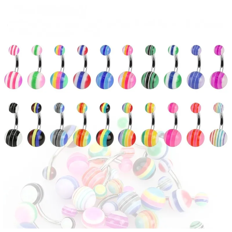 Lot de 20 Piercing Nombril Striés 5 Bandes