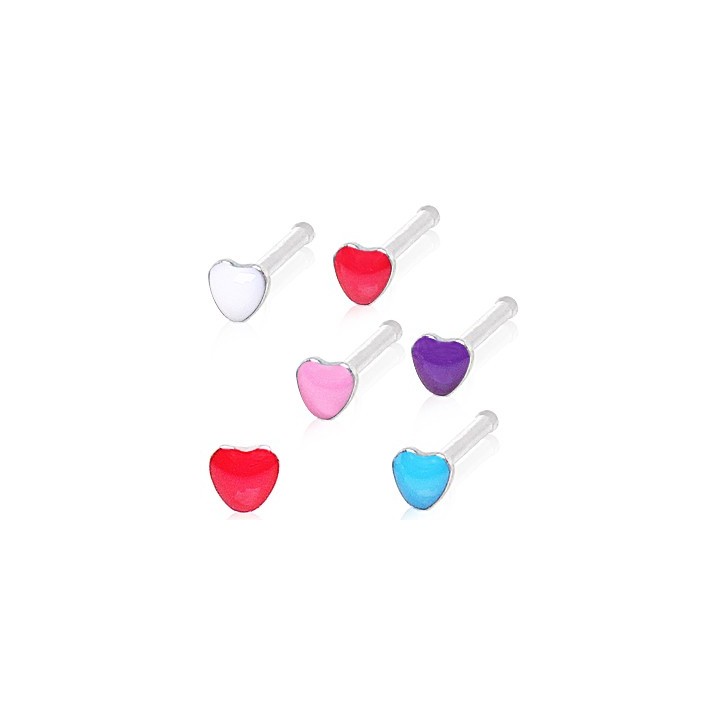 Piercing nez tige droite coeur epoxy