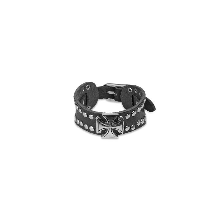 Bracelet homme cuir noir croix celtique