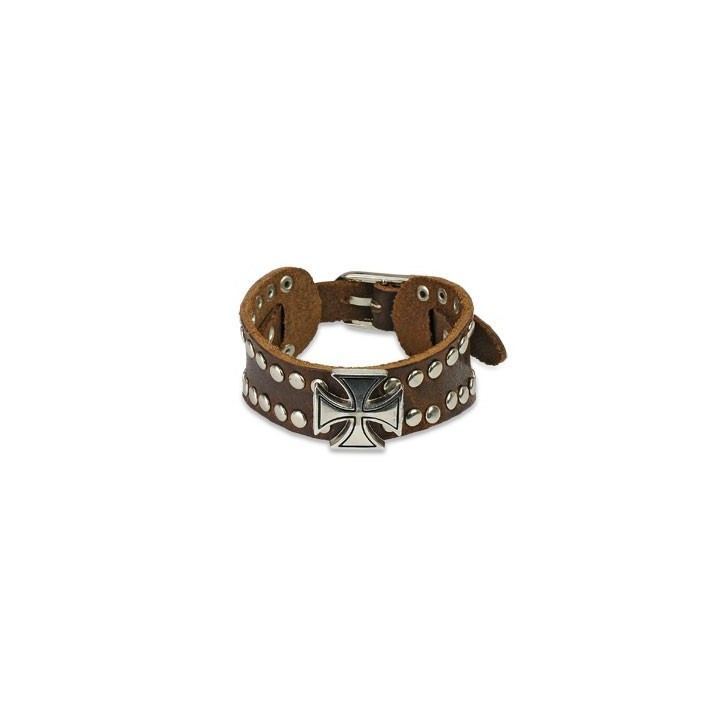 Bracelet homme cuir marron croix celtique