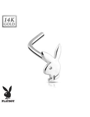 Piercing nez Playboy Or blanc 14K