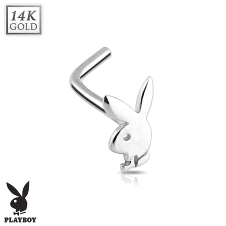 Piercing nez Playboy Or blanc 14K
