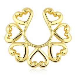 Faux piercing téton plaqué or coeurs