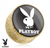 Piercing plug bois Playboy logo blanc