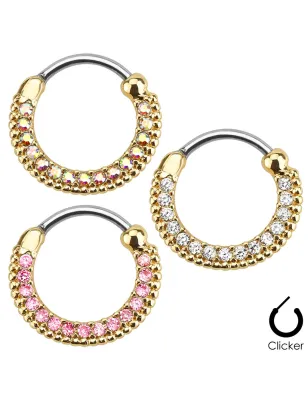 Piercing septum rond doré strass