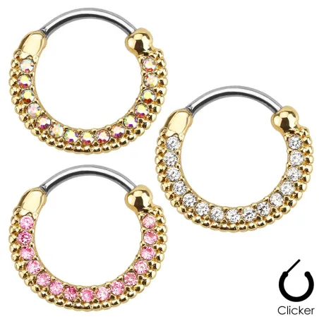 Piercing septum rond doré strass