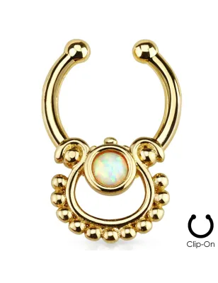 Faux piercing septum doré opale