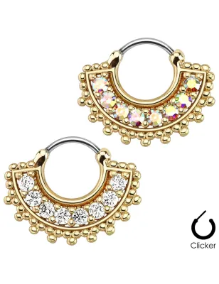 Piercing septum éventail doré