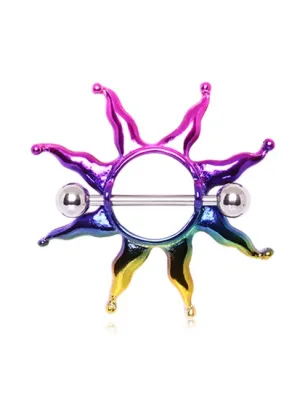 Piercing Téton Bouclier Soleil Rainbow