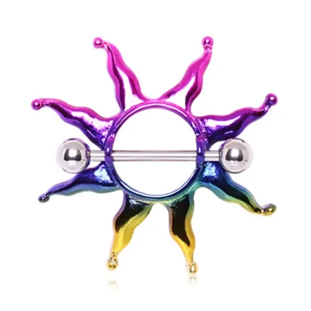 Piercing Téton Bouclier Soleil Rainbow
