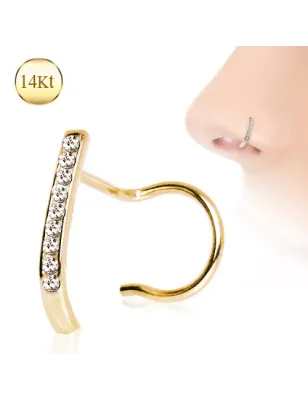Piercing nez Or 14K barre de gemmes