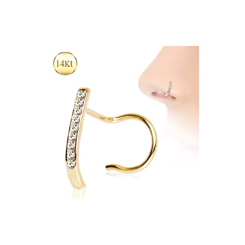 Piercing nez Or 14K barre de gemmes