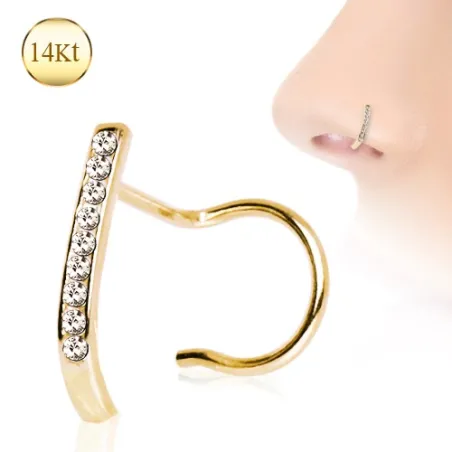 Piercing nez Or 14K barre de gemmes