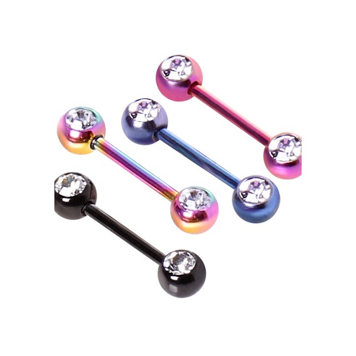 Piercing téton barbell gemmes
