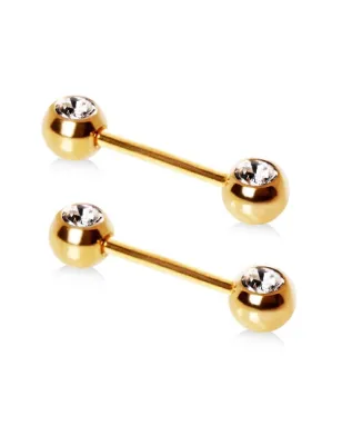 Piercing téton plaqué or strass