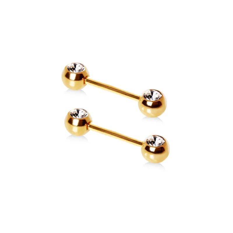 Piercing téton plaqué or strass