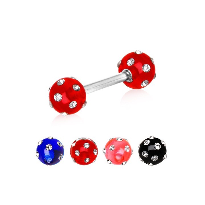 Piercing téton boules multi strass