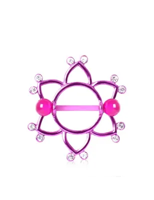 Piercing Téton Bouclier Floral Violet