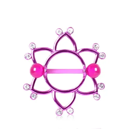 Piercing Téton Bouclier Floral Violet