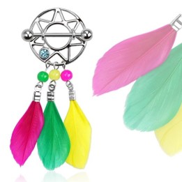 Piercing téton attrape rêve plumes