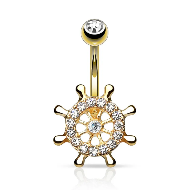Piercing nombril plaqué or barre de bateau Piercing nombril plaqué or barre de bateau