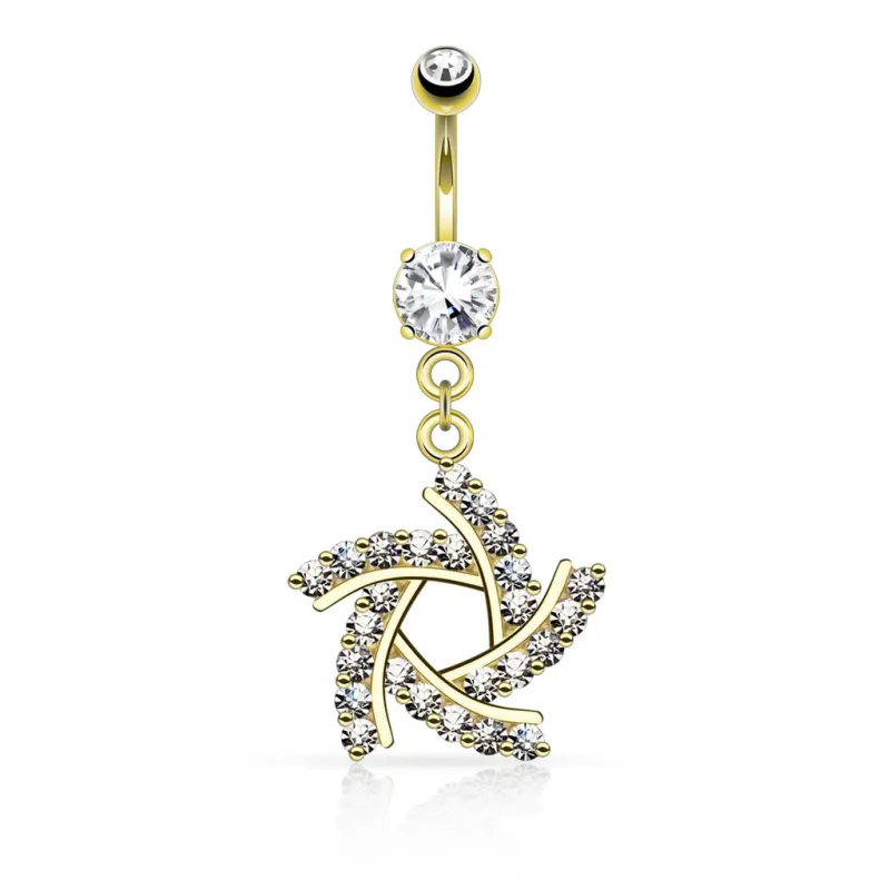 Piercing nombril plaqué or moulin à vent