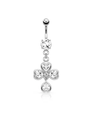 Piercing nombril trèfle coeur
