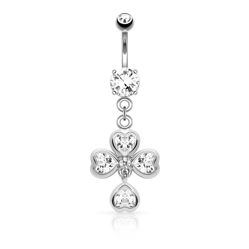 Piercing nombril trèfle coeur