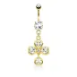 Piercing nombril plaqué or trèfle coeur