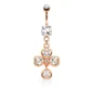 Piercing nombril or rosé trèfle coeur