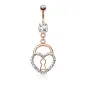 Piercing nombril or rosé cadenas coeur