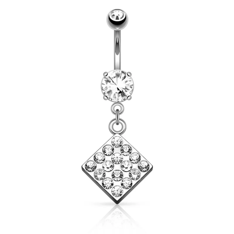 Piercing nombril losange strass