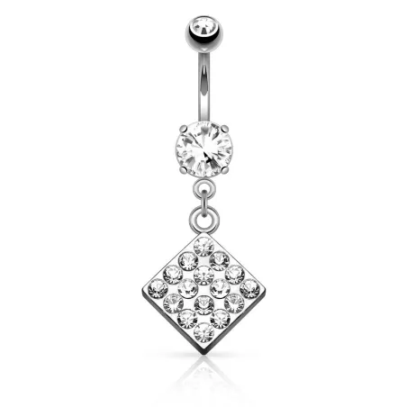 Piercing nombril losange strass