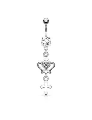 Piercing nombril croix couronne