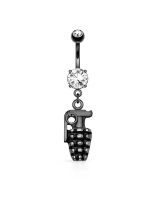 Piercing nombril plaqué hématite grenade