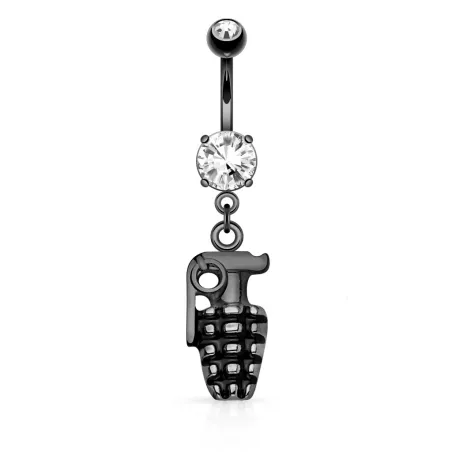 Piercing nombril plaqué hématite grenade