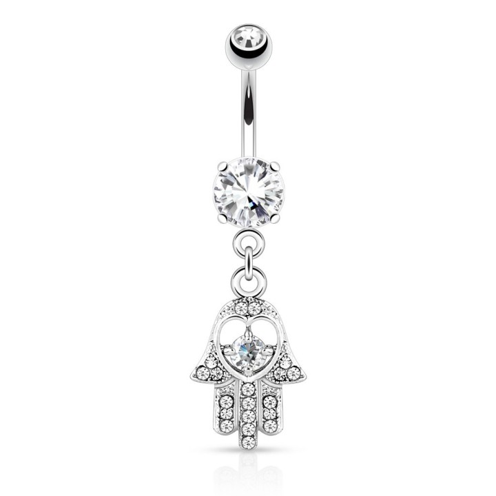 Piercing nombril main de fatma gemme clair