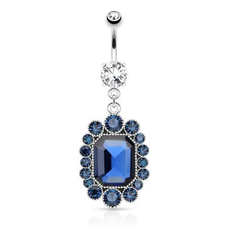 Piercing nombril pierre ovale bleue