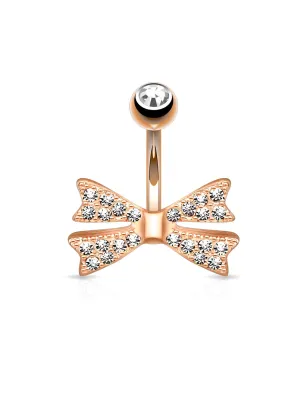 Piercing nombril or rosé noeud gemmes