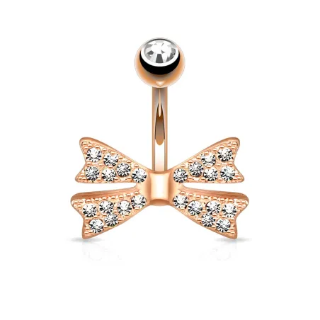 Piercing nombril or rosé noeud gemmes