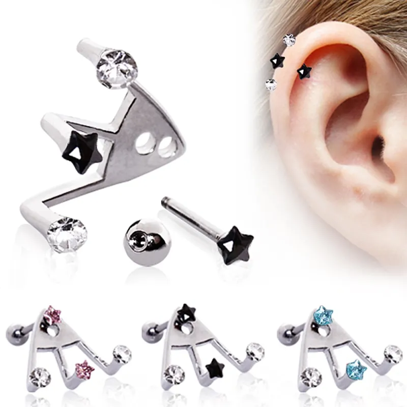 Piercing cartilage trident étoile